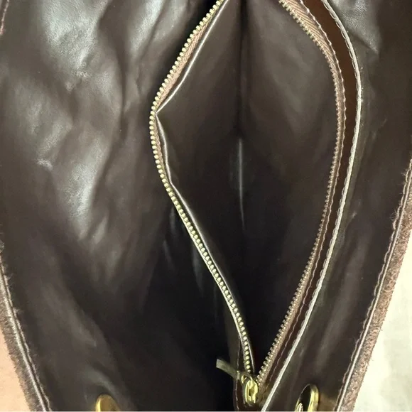 1960 1970 Vintage Brown Suede Pleated Fabric Clutch Handbag Gold Chain Purse - Picture 10 of 12